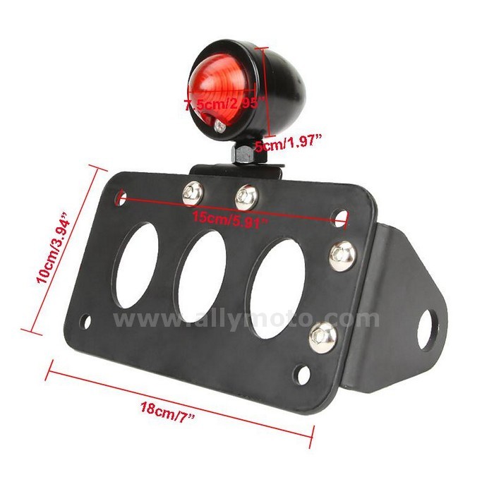 6 12V Side Mount License Plate Brake Stop Tail Light Lamp Bullet Tailight With Bracket Harley@2